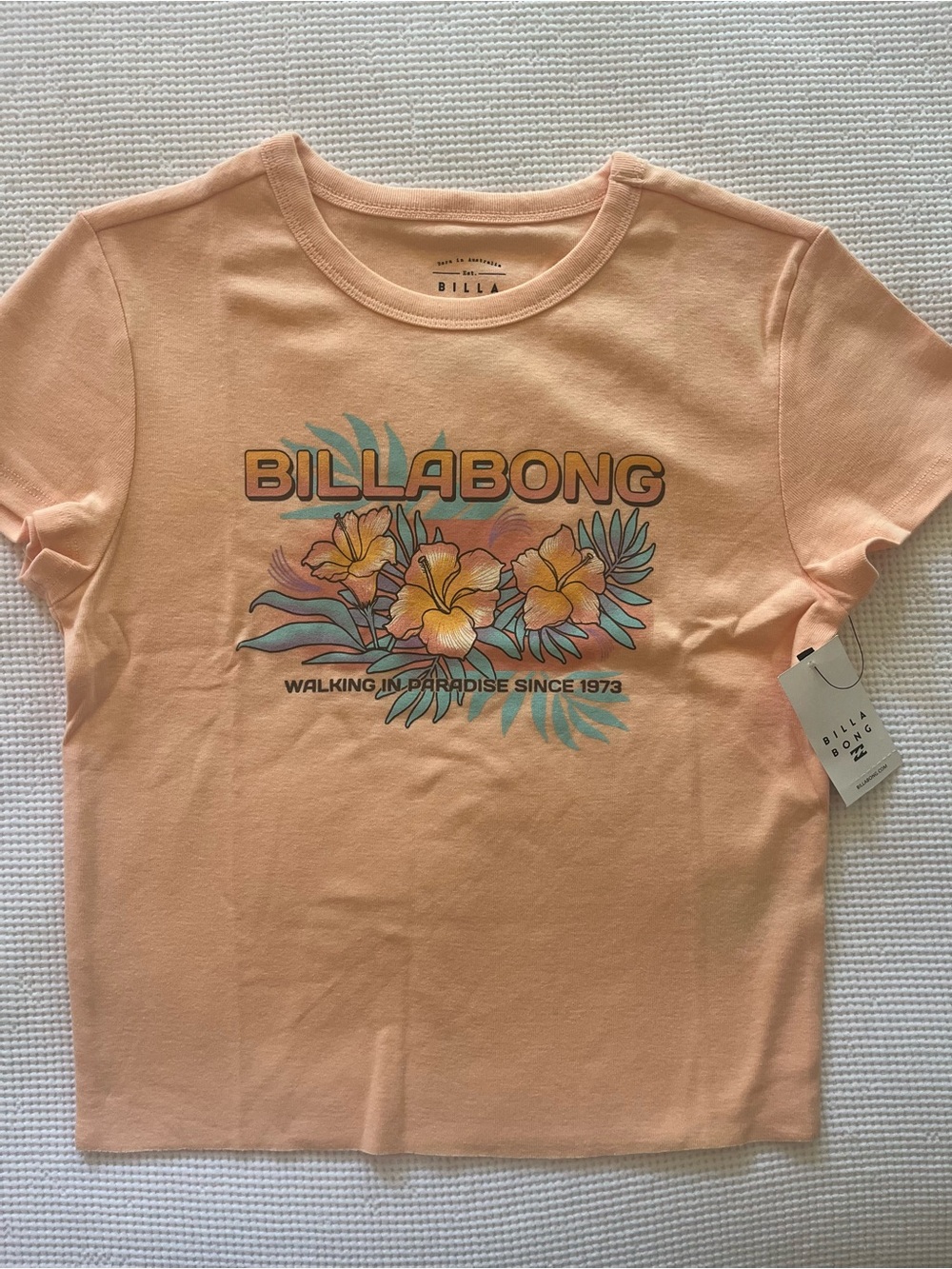 Billabong Peach Floral Logo Tee